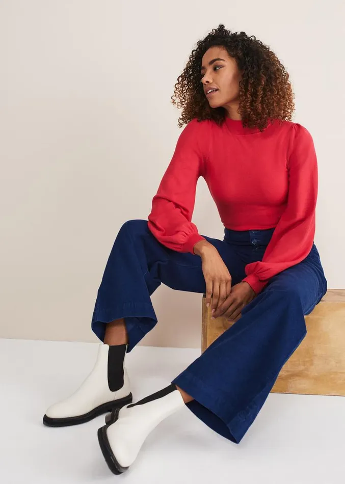 Magsie Corduroy Wide Leg Jeans Blue Women Phase Eight Trousers