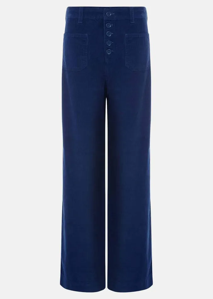 Magsie Corduroy Wide Leg Jeans Blue Women Phase Eight Trousers