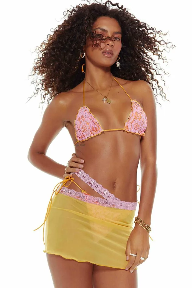 Make Me Blush Mesh Mini Skirt Yellow Women Jaded London Beach Cover Ups