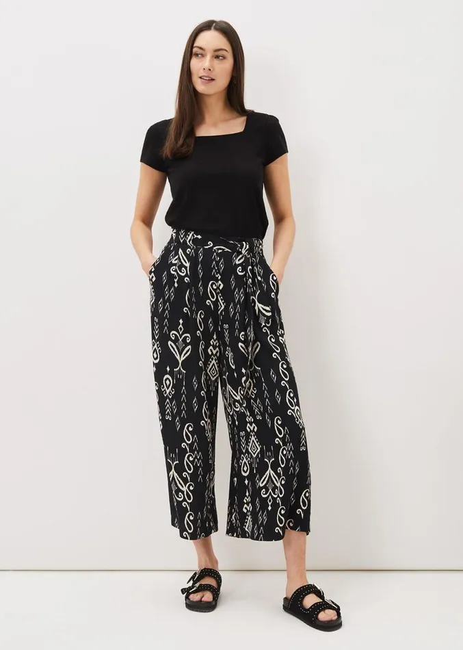 Malaya Ikat Printed Culotte Blackivory Women Phase Eight Trousers
