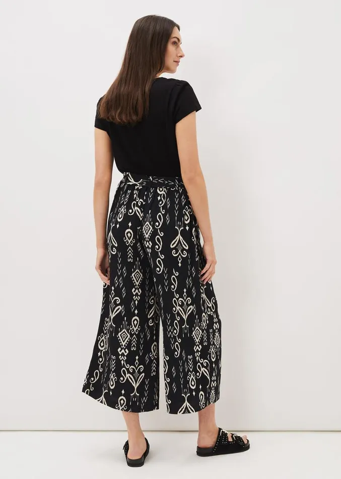 Malaya Ikat Printed Culotte Blackivory Women Phase Eight Trousers