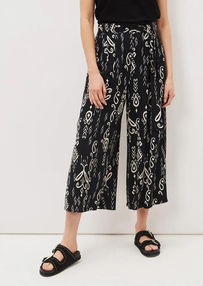 Malaya Ikat Printed Culotte Blackivory Women Phase Eight Trousers