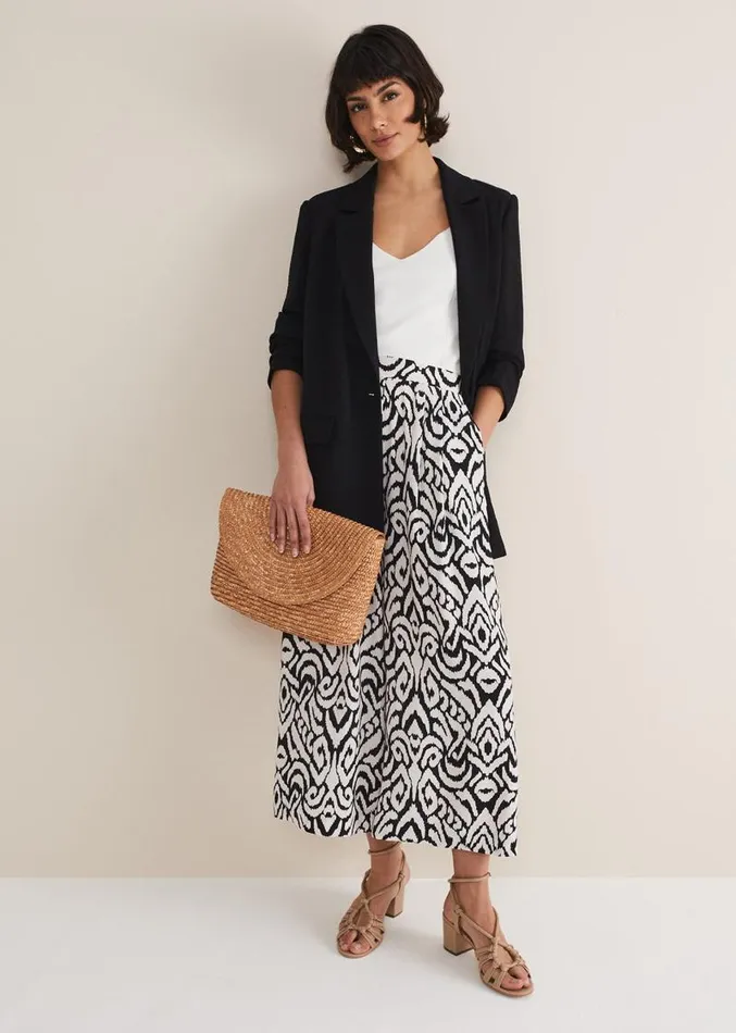 Malaya Printed Wide Leg Culottes Blackivory Women Phase Eight Trousers