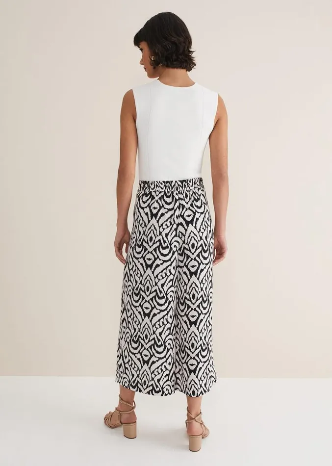 Malaya Printed Wide Leg Culottes Blackivory Women Phase Eight Trousers