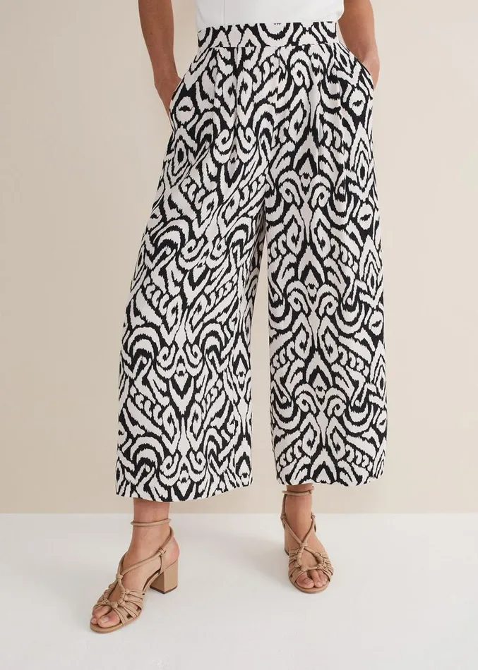 Malaya Printed Wide Leg Culottes Blackivory Women Phase Eight Trousers