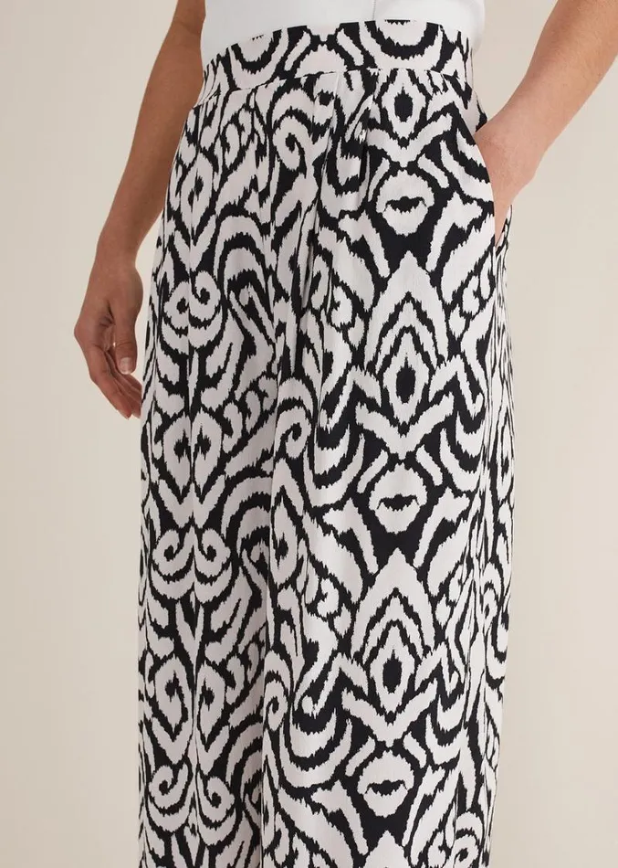 Malaya Printed Wide Leg Culottes Blackivory Women Phase Eight Trousers