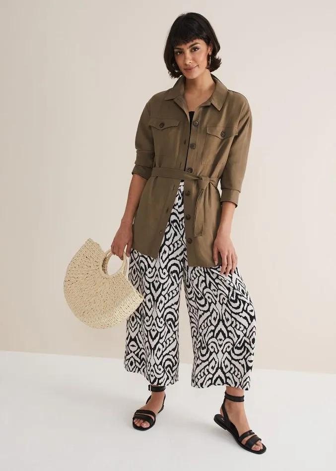 Malaya Printed Wide Leg Culottes Blackivory Women Phase Eight Trousers