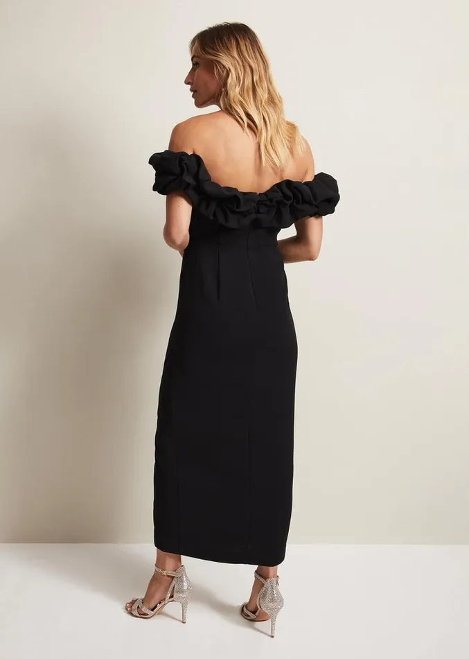 Mallory Black Off The Shoulder Maxi Dress Black Women Phase Eight Dresses