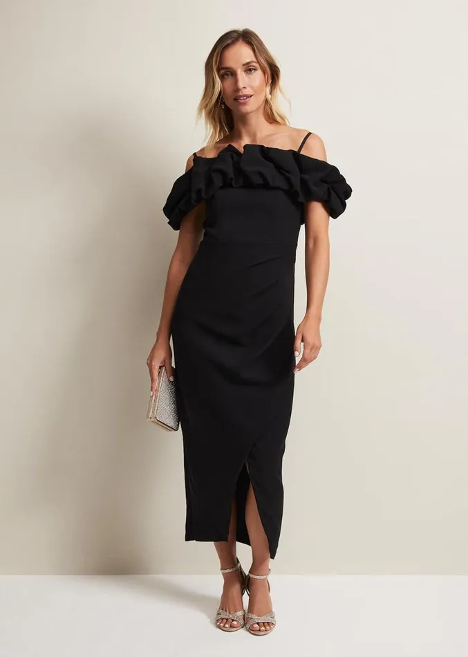 Mallory Black Off The Shoulder Maxi Dress Black Women Phase Eight Dresses