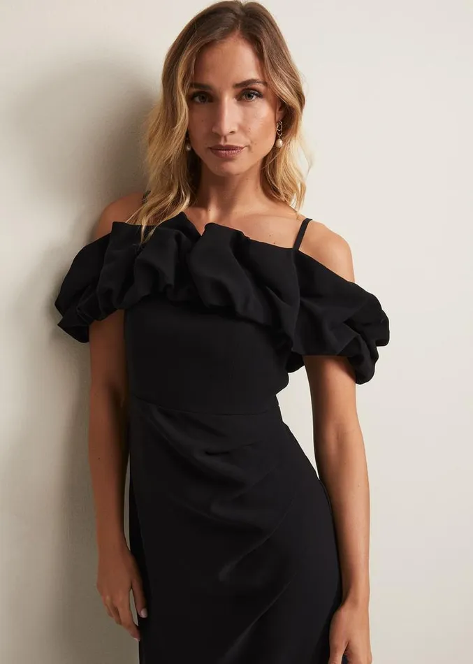 Mallory Black Off The Shoulder Maxi Dress Black Women Phase Eight Dresses