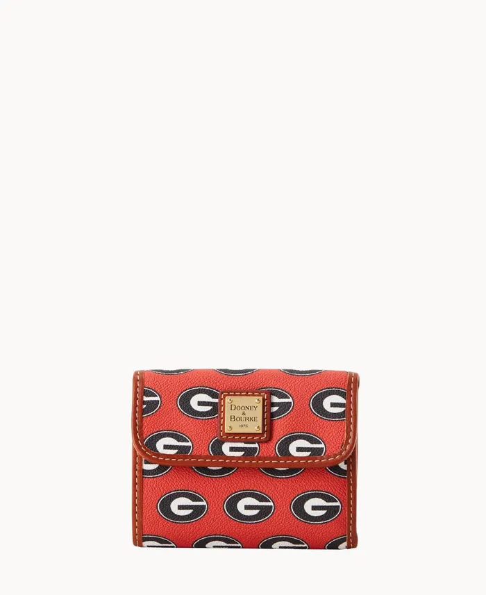 ManWoman Collegiate University Of Georgia Flap Credit Card Wallet U Of Georgia Dooney and Bourke Wallets