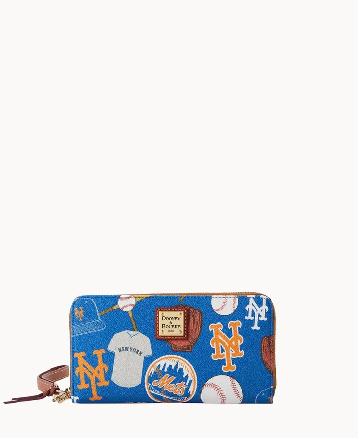 ManWoman MLB Mets Large Zip Around Wristlet Mets Dooney and Bourke Wallets