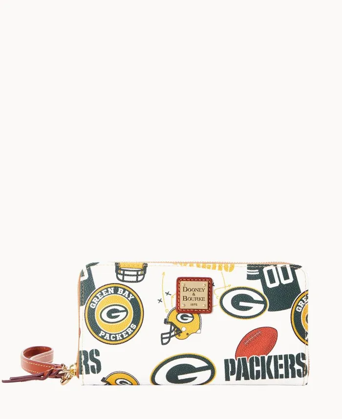 ManWoman NFL Packers Large Zip Around Wristlet Packers Dooney and Bourke Wallets