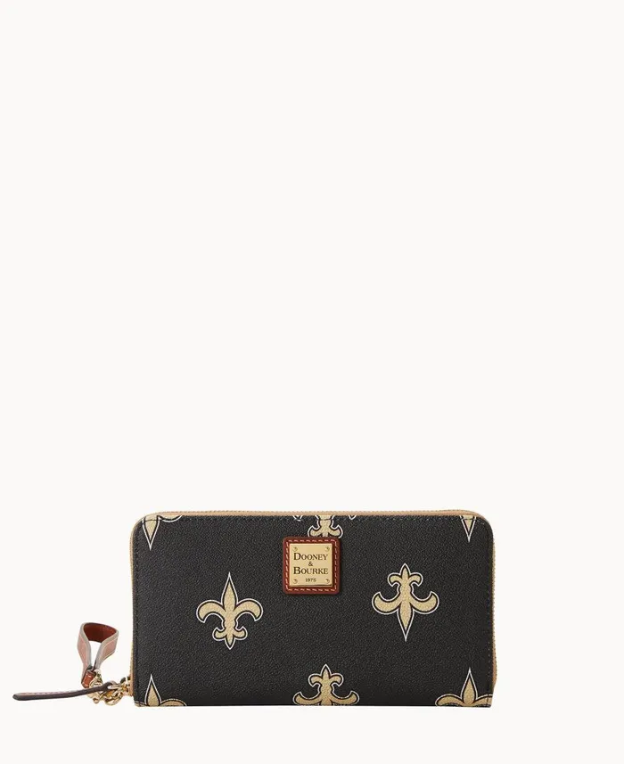 ManWoman NFL Saints Large Zip Around Wristlet Saints Dooney and Bourke Wallets