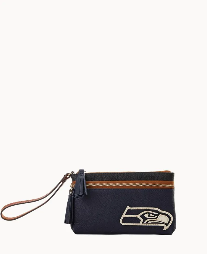 ManWoman NFL Seahawks Double Zip Wristlet Seahawks Dooney and Bourke Wallets
