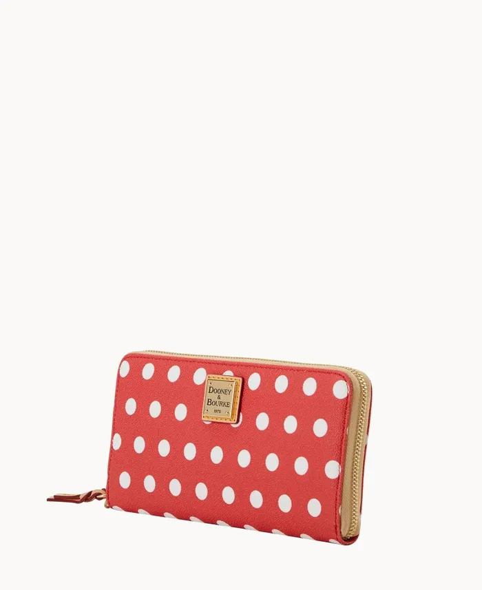 ManWoman Polka Dot Large Zip Around Wallet Red Dooney and Bourke Wallets ManWoman Polka Dot Large Zip Around Wallet Red Dooney and Bourke Wallets