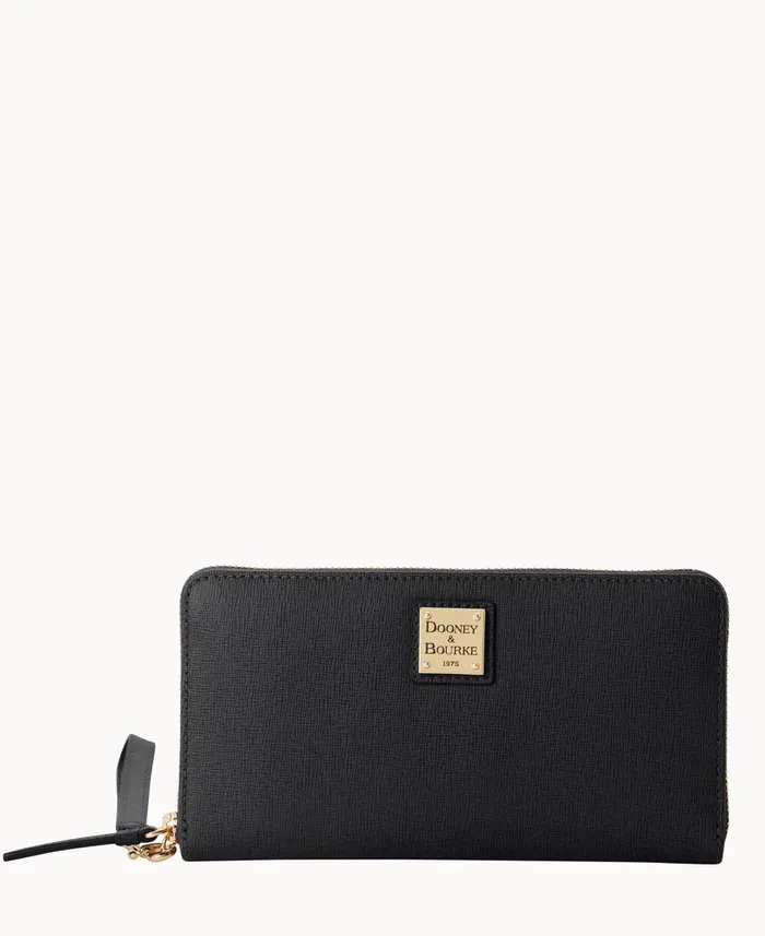 ManWoman Saffiano Large Zip Around Wristlet Black Dooney and Bourke Wallets