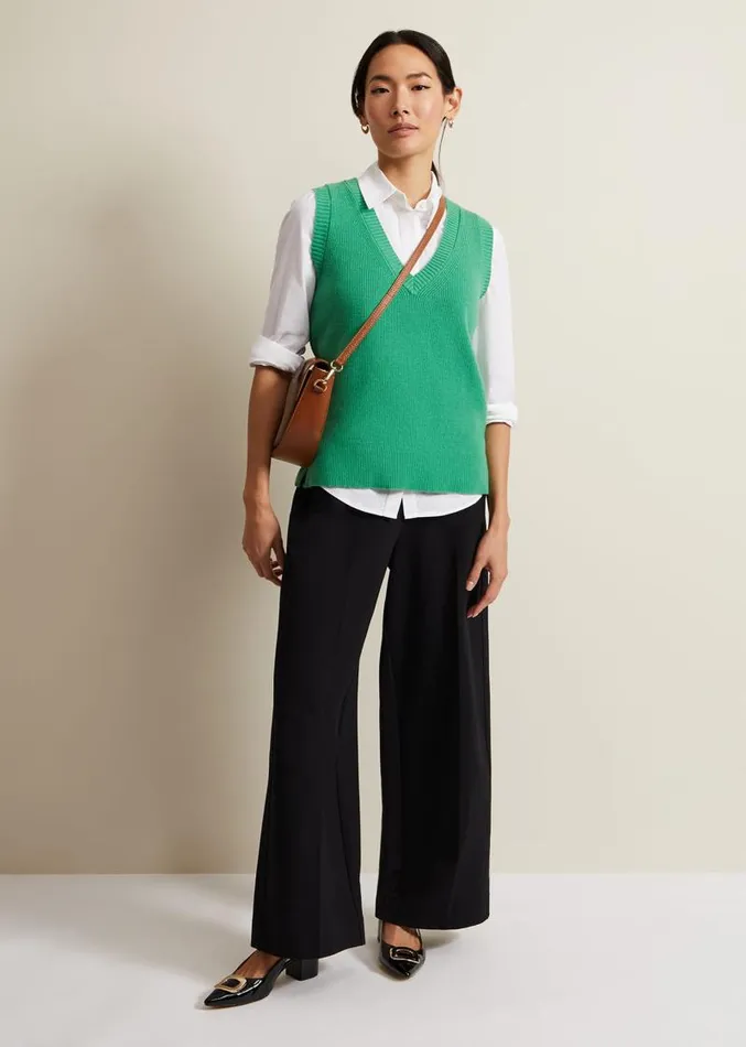 Marianna V Neck Tank Green Women Phase Eight Knitwear