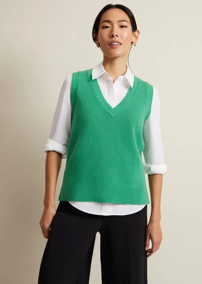 Marianna V Neck Tank Green Women Phase Eight Knitwear