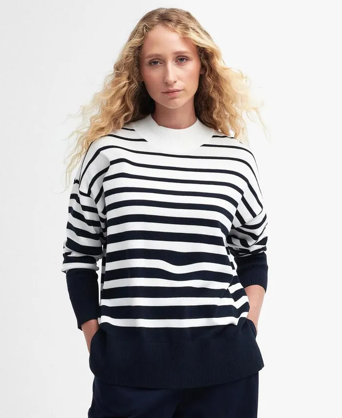 Marloes Knitted Jumper Ecru Stripe Women Barbour Jumpers