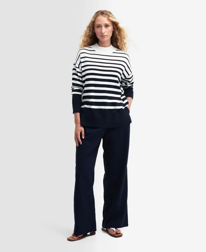 Marloes Knitted Jumper Ecru Stripe Women Barbour Jumpers