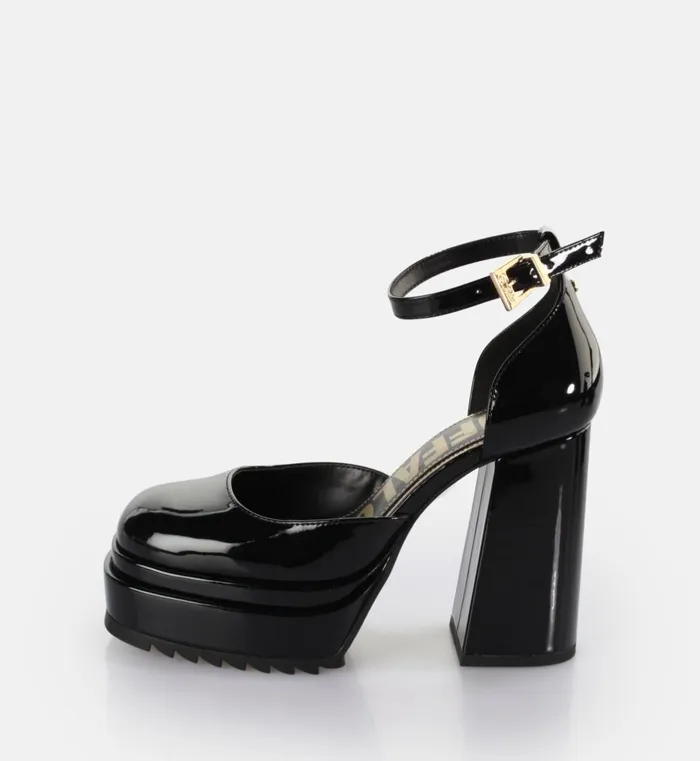 May W Dorsay Black Buffalo Heels