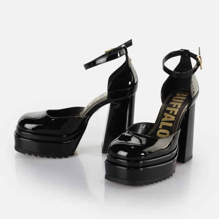 May W Dorsay Black Buffalo Heels May W Dorsay Black Buffalo Heels