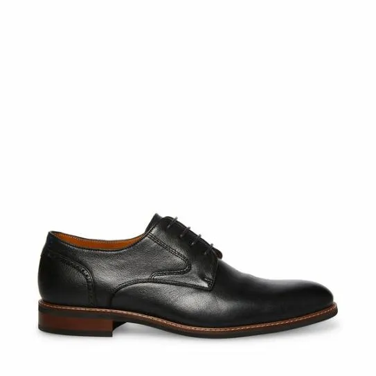 Men039s BANNON BLACK LEATHER Black Leather Steve Madden Dress