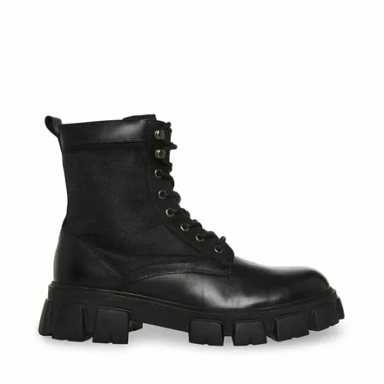 Men039s CORTINA BLACK LEATHER Black Leather Steve Madden Boots