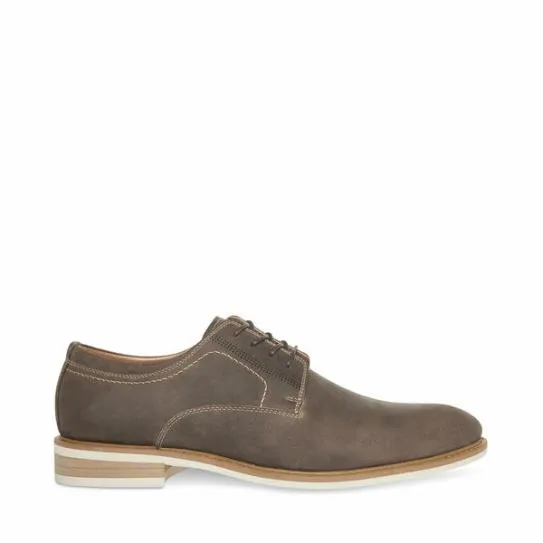 Men039s KACION GREY LEATHER Grey Leather Steve Madden Dress