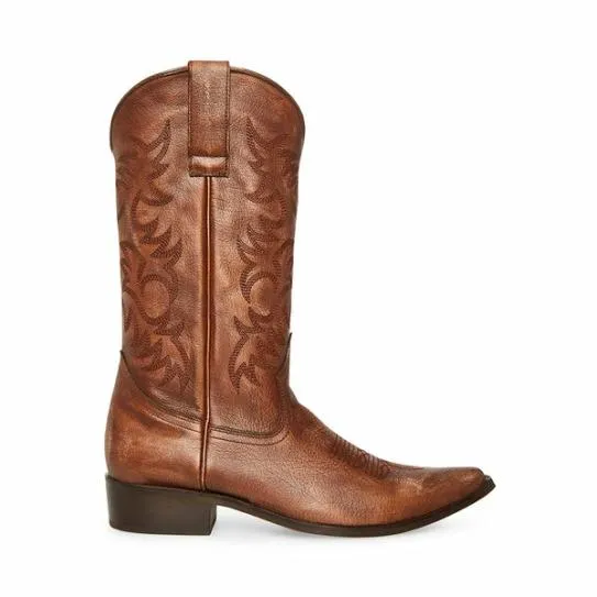 Men039s REYY BROWN LEATHER Brown Leather Steve Madden Boots