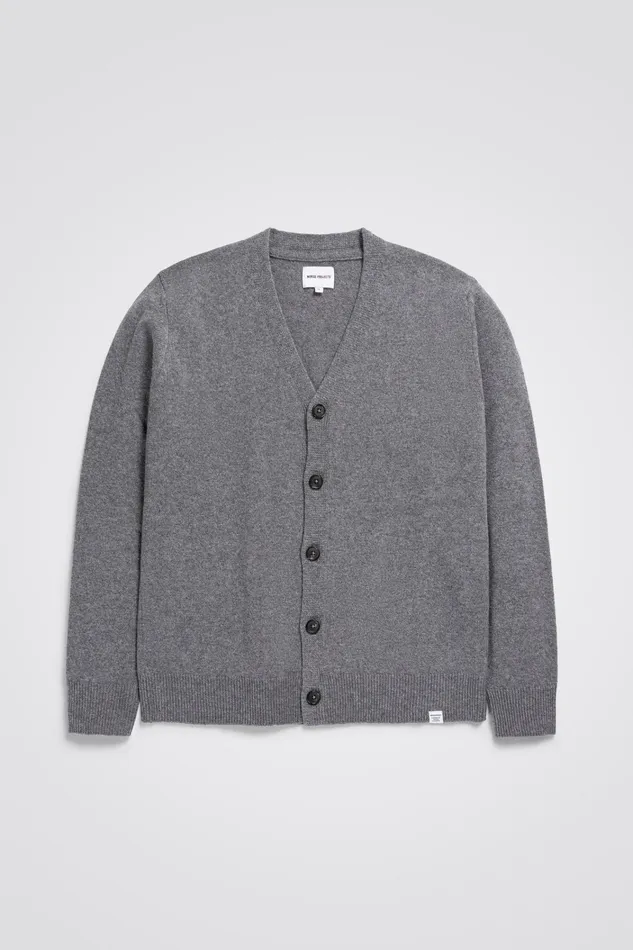 Men Adam Merino Lambswool Cardigan Grey Melange Norse Projects Knitwear