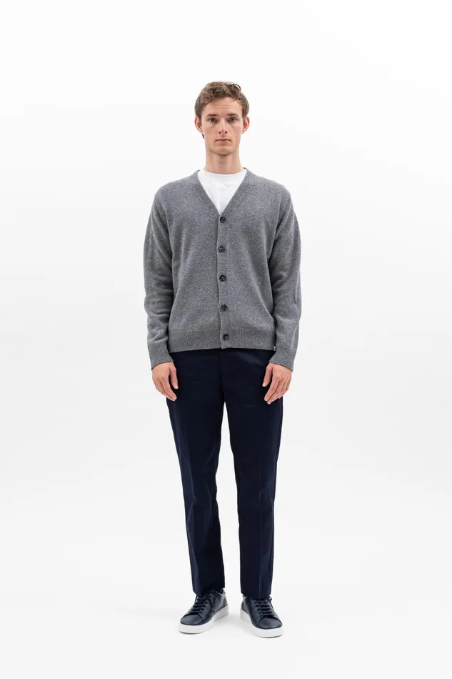 Men Adam Merino Lambswool Cardigan Grey Melange Norse Projects Knitwear