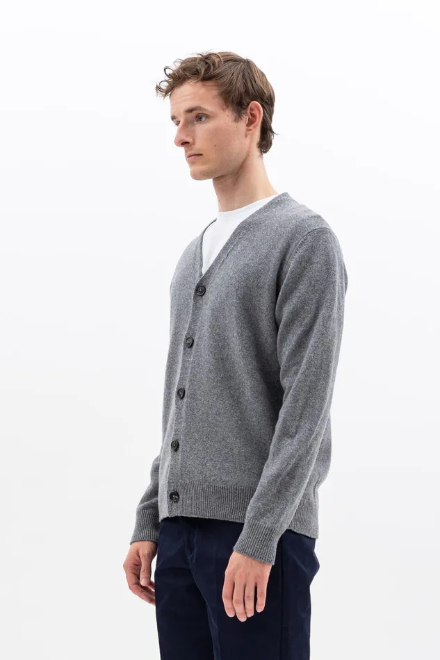 Men Adam Merino Lambswool Cardigan Grey Melange Norse Projects Knitwear