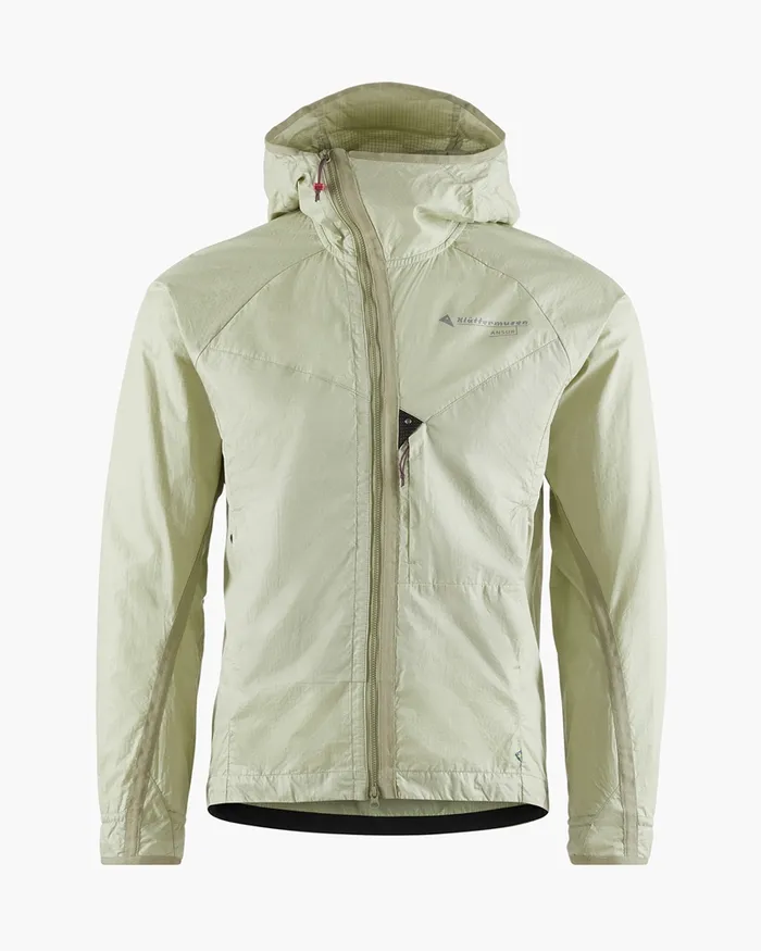 Men Ansur Hooded Katla Cotton Wind Jacket Swamp Greensilver Green Klttermusen Wind Resistant Jackets