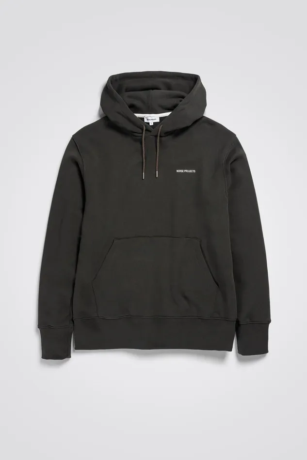 Men Arne Logo Hoodie Beech Green Norse Projects Sweatshirts