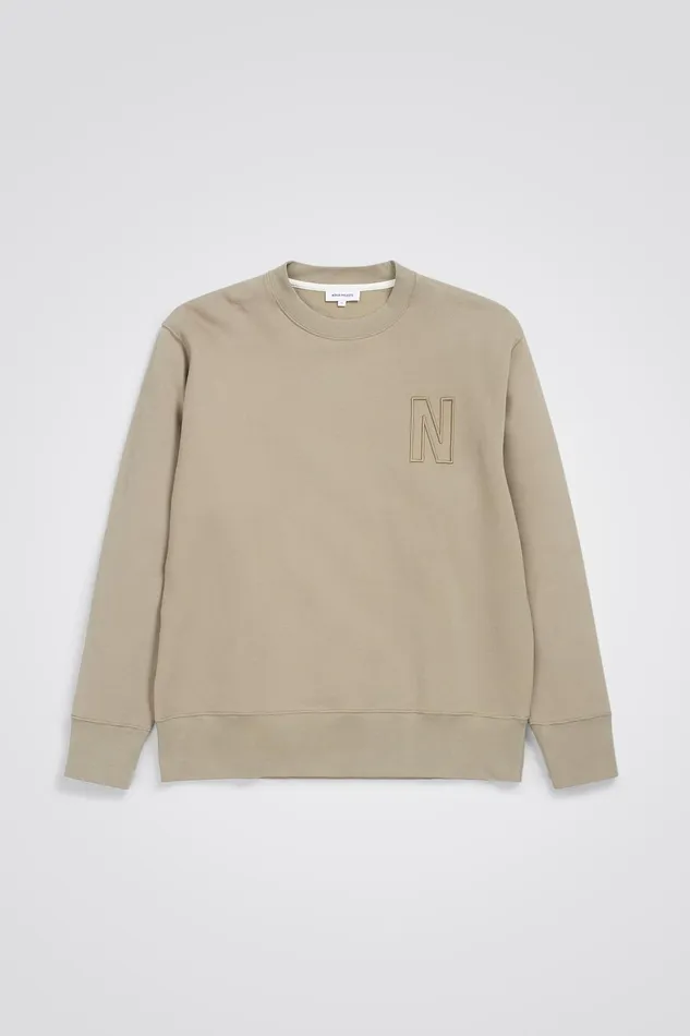 Men Arne Relaxed Fleece N Logo Sweatshirt Sand Norse Projects Sweatshirts