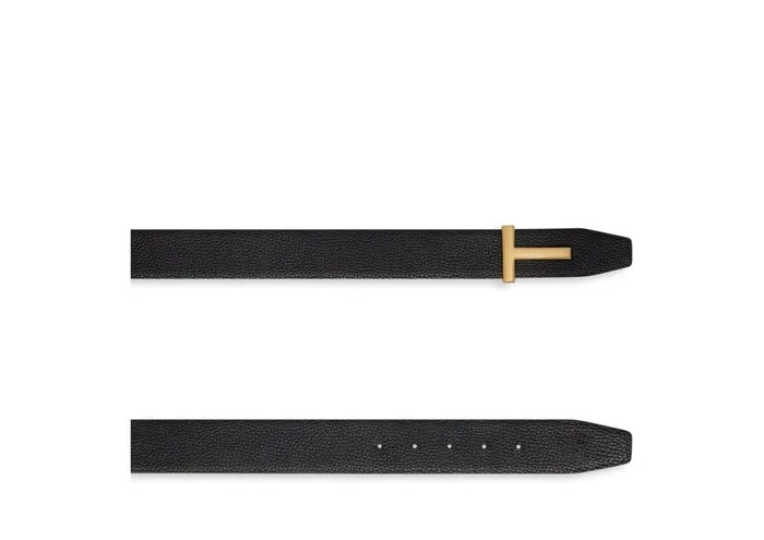 Men Belts Tom Ford Grain Leather T Icon Belt Brown Black