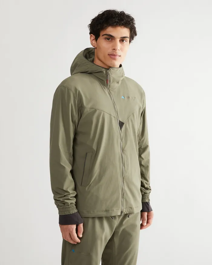 Men Bestla Zip Hood Wind Jacket Burnt Russet Klttermusen Wind Resistant Jackets