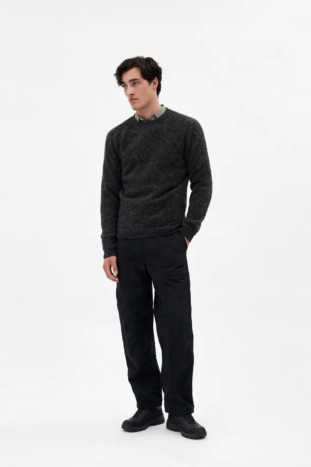 Men Birnir Brushed Lambswool Charcoal Melange Norse Projects Knitwear