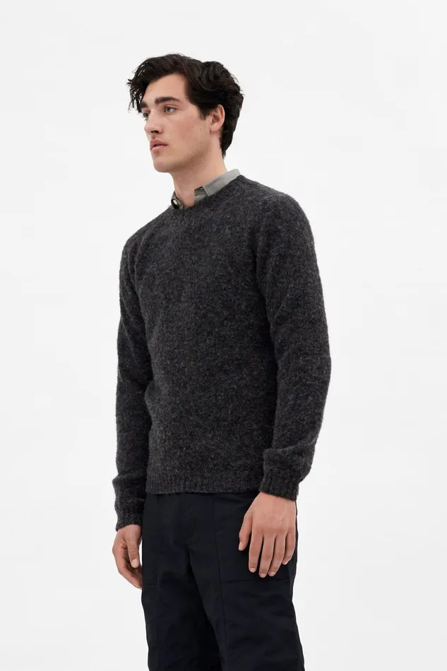 Men Birnir Brushed Lambswool Charcoal Melange Norse Projects Knitwear
