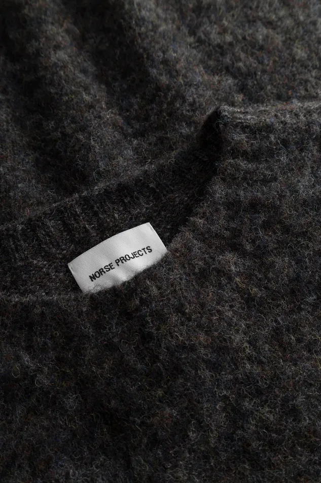 Men Birnir Brushed Lambswool Charcoal Melange Norse Projects Knitwear