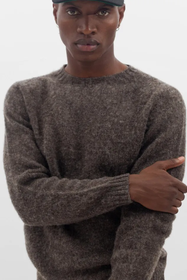 Men Birnir Brushed Lambswool Warm Grey Norse Projects Knitwear