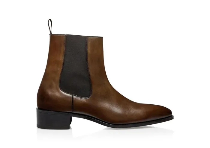 Men Boots Tom Ford Burnished Leather Alec Chelsea Boot Bronze