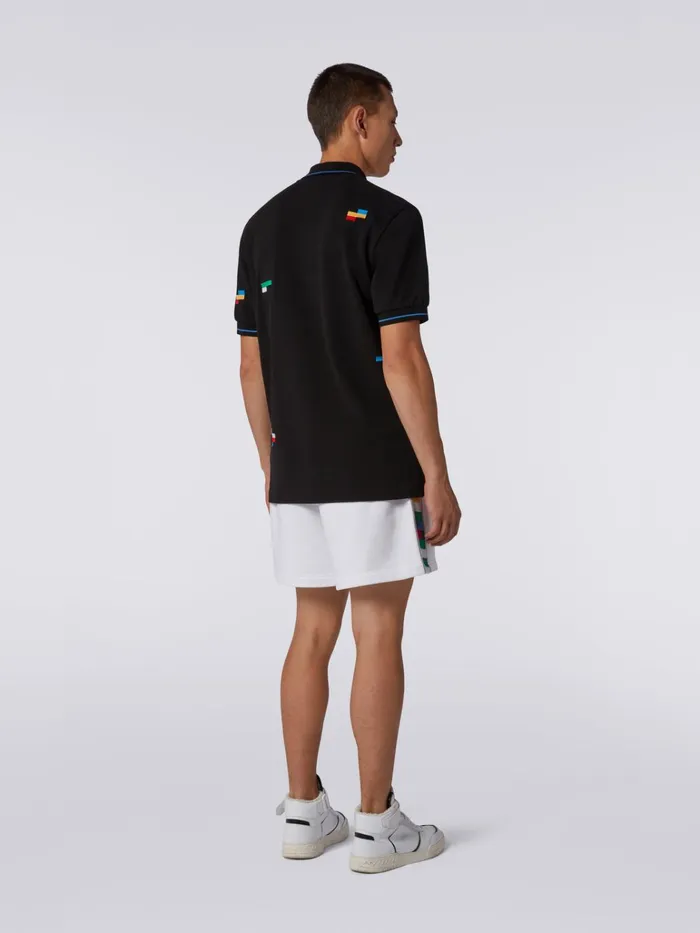 Men Cotton And Viscose Jersey Shorts With Knitted Bands White and Multicoloured Heritage Missoni Sport