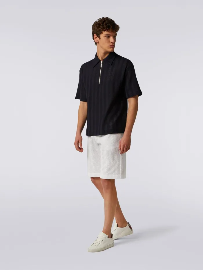 Men Cotton And Viscose ShortSleeved Polo Shirt Pink Missoni Polos and Tshirts