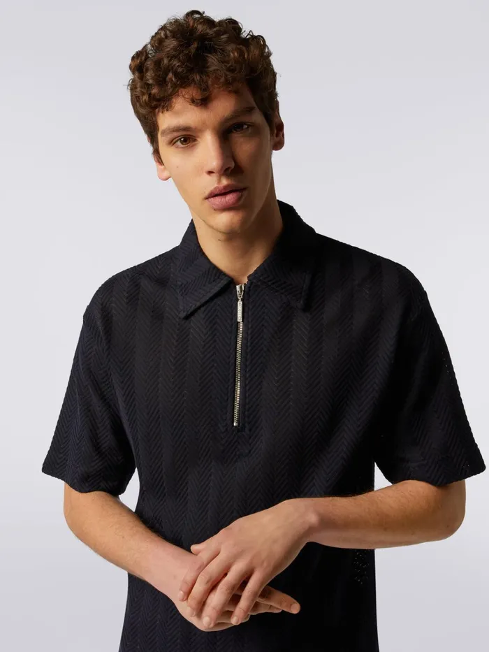 Men Cotton And Viscose ShortSleeved Polo Shirt Pink Missoni Polos and Tshirts