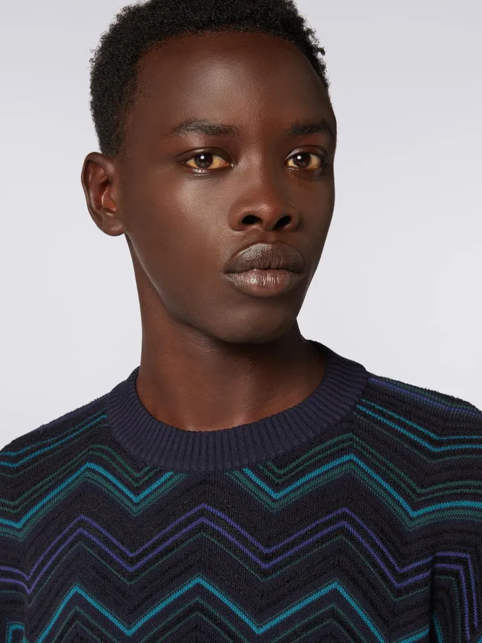 Men Cotton Blend CrewNeck Chevron Jumper Multicoloured Missoni Knitwear Men Cotton Blend CrewNeck Chevron Jumper Multicoloured Missoni Knitwear