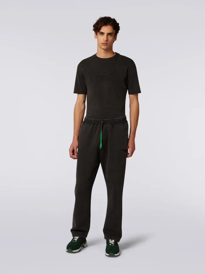 Men Cotton Knit Trousers With Logo Grey Missoni Sport Men Cotton Knit Trousers With Logo Grey Missoni Sport