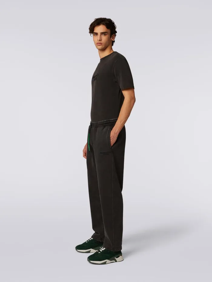 Men Cotton Knit Trousers With Logo Grey Missoni Sport Men Cotton Knit Trousers With Logo Grey Missoni Sport